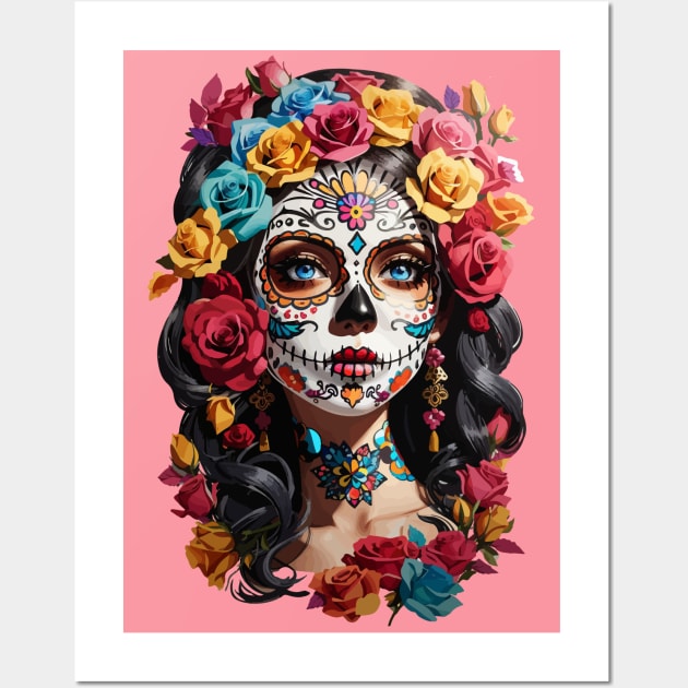 Sugar Skull girl, Dia de los Muertos Wall Art by CatCoconut-Art